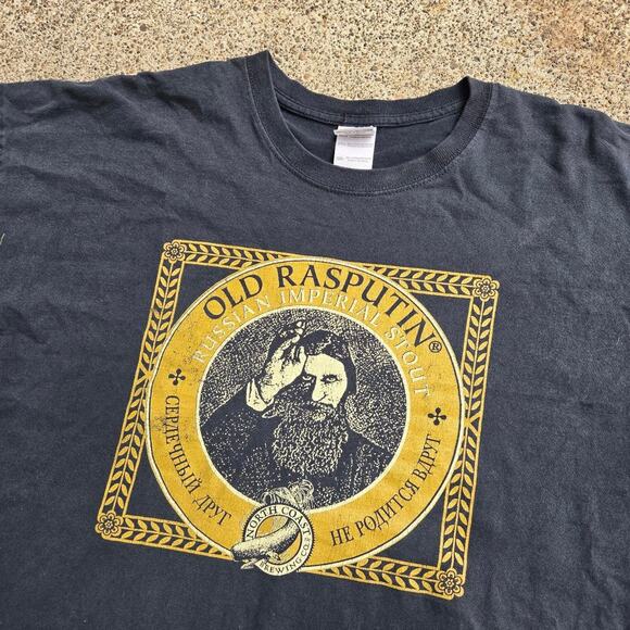 Vtg OLD RASPUTIN Russian Imperial Stout Portrait Graphic Beer Tee Shirt XXL - Picture 3 of 7